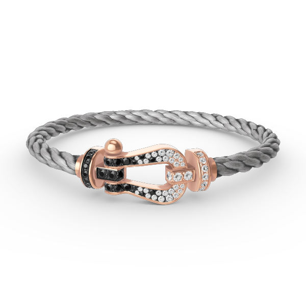 [⭐Seralia]FORCE LARGE HORSESHOE BLACK WHITE DIAMOND BRACELET ROSE GOLD