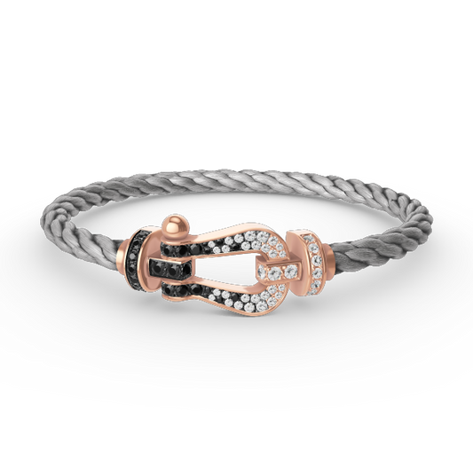 [⭐Seralia]FORCE LARGE HORSESHOE BLACK WHITE DIAMOND BRACELET ROSE GOLD