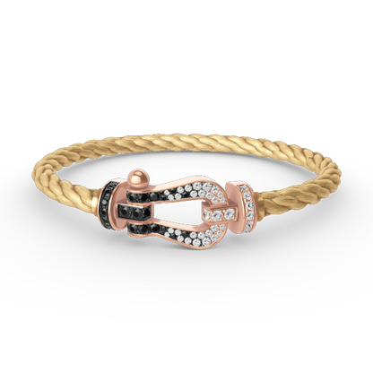 [⭐Seralia]FORCE LARGE HORSESHOE BLACK WHITE DIAMOND BRACELET ROSE GOLD