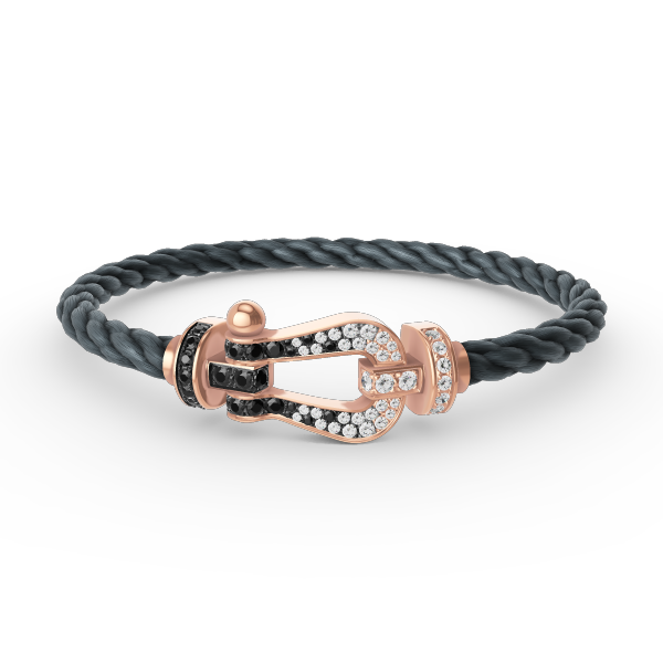 [⭐Seralia]FORCE LARGE HORSESHOE BLACK WHITE DIAMOND BRACELET ROSE GOLD