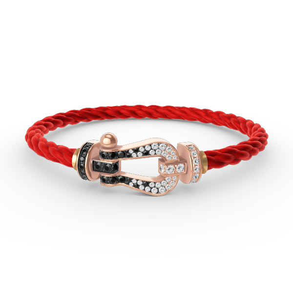 [⭐Seralia]FORCE LARGE HORSESHOE BLACK WHITE DIAMOND BRACELET ROSE GOLD