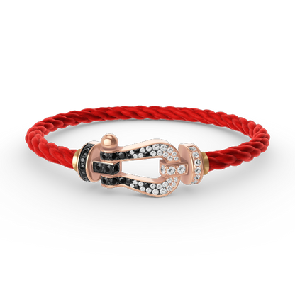 [⭐Seralia]FORCE LARGE HORSESHOE BLACK WHITE DIAMOND BRACELET ROSE GOLD