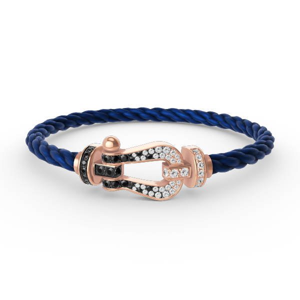 [⭐Seralia]FORCE LARGE HORSESHOE BLACK WHITE DIAMOND BRACELET ROSE GOLD