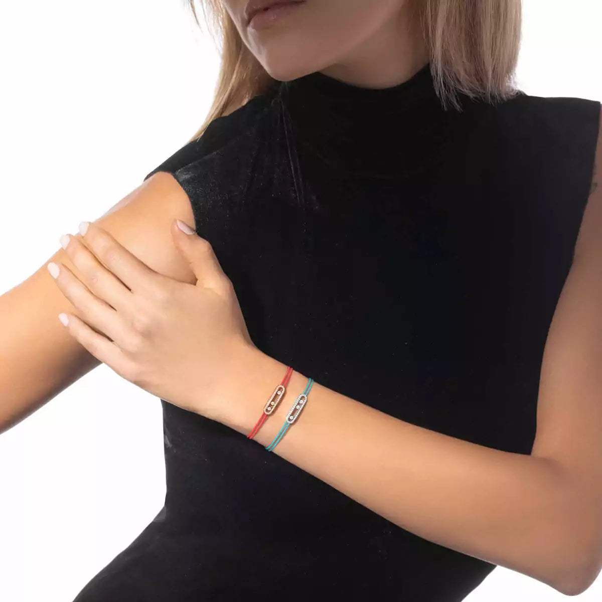 [⭐Seralia]Messika Care(s) pink cord pavé bracelet