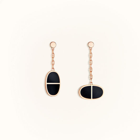 [⭐Seralia]CHAINE VERSO BLACK CERAMIC EARRINGS