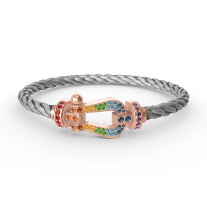 [⭐Seralia]FORCE LARGE HORSESHOE  COLORED DIAMOND BRACELET ROSE GOLD