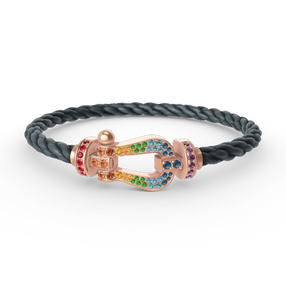 [⭐Seralia]FORCE LARGE HORSESHOE  COLORED DIAMOND BRACELET ROSE GOLD