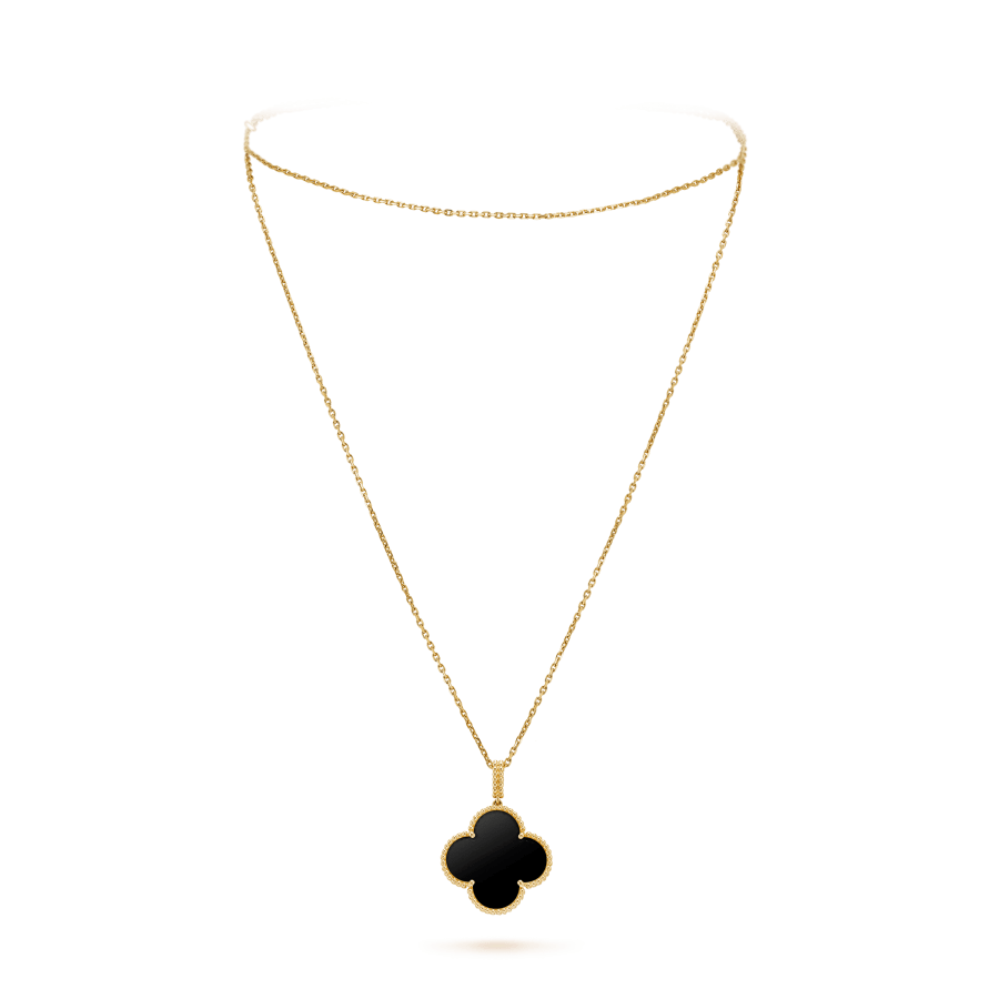 [⭐Seralia]CLOVER 25MM GOLD ONYX BIG CLOVER NECKLACE