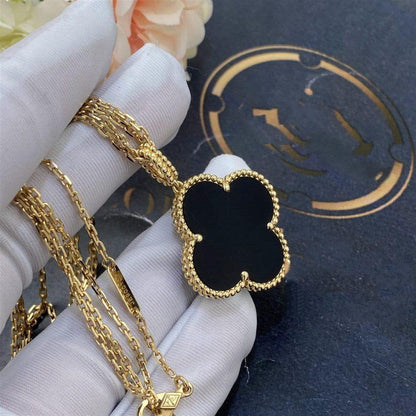 [⭐Seralia]CLOVER 25MM GOLD ONYX BIG CLOVER NECKLACE