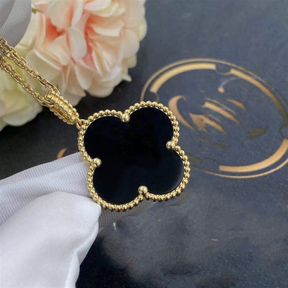 [⭐Seralia]CLOVER 25MM GOLD ONYX BIG CLOVER NECKLACE