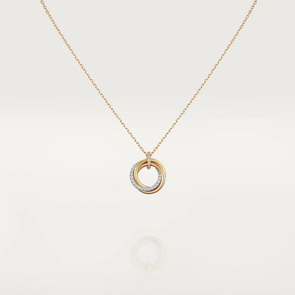 [⭐Seralia]TRINITY NECKLACE SILVER GOLD PINK GOLD DIAMONDS