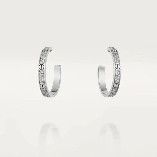 [⭐Seralia]LOVE DIAMOND SILVER HOOP EARRINGS