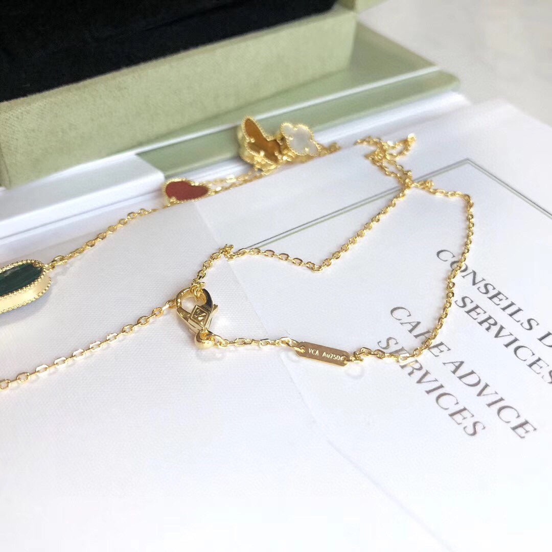 [⭐Seralia]LUCKY SPRING 4 MOTIFS ROSE GOLD NECKLACE