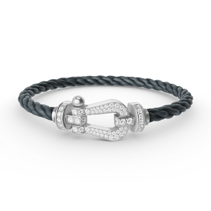[⭐Seralia]FORCE LARGE HORSESHOE FULL DIAMOND BRACELET SILVER